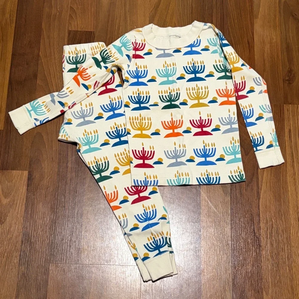 Hanna Andersson Kids Hanukkah Menorah Pajama Set 100 cm Size 4 Holiday PJ Set